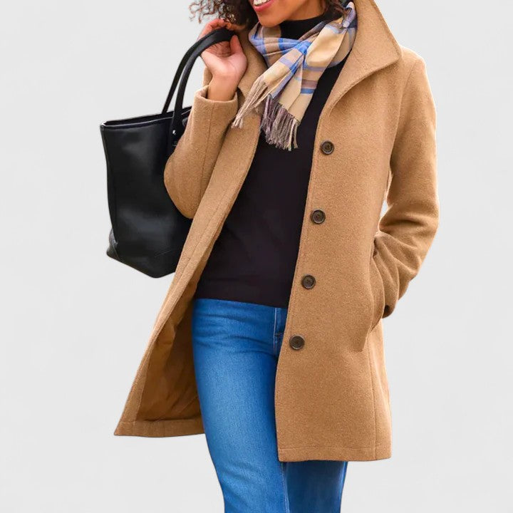 Women's Coat with Classic Buttoned Silhouette for Work