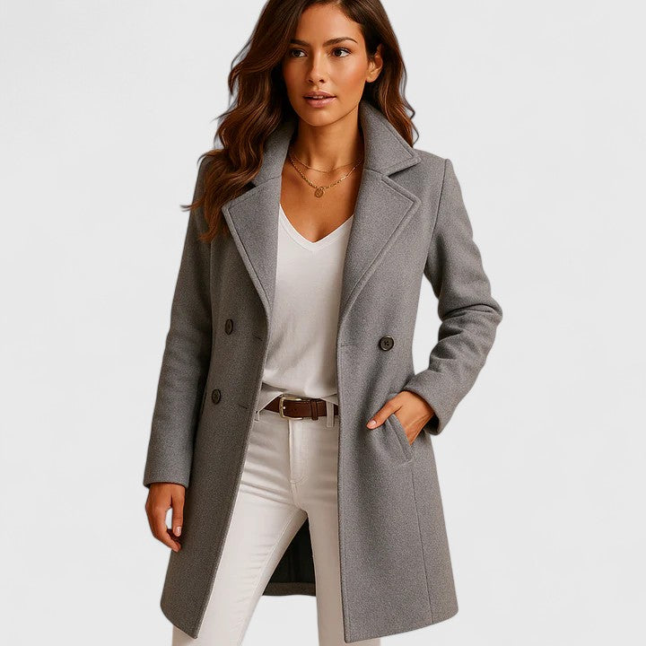 Women's Coat with Classic Lapels Slim Fit for Work