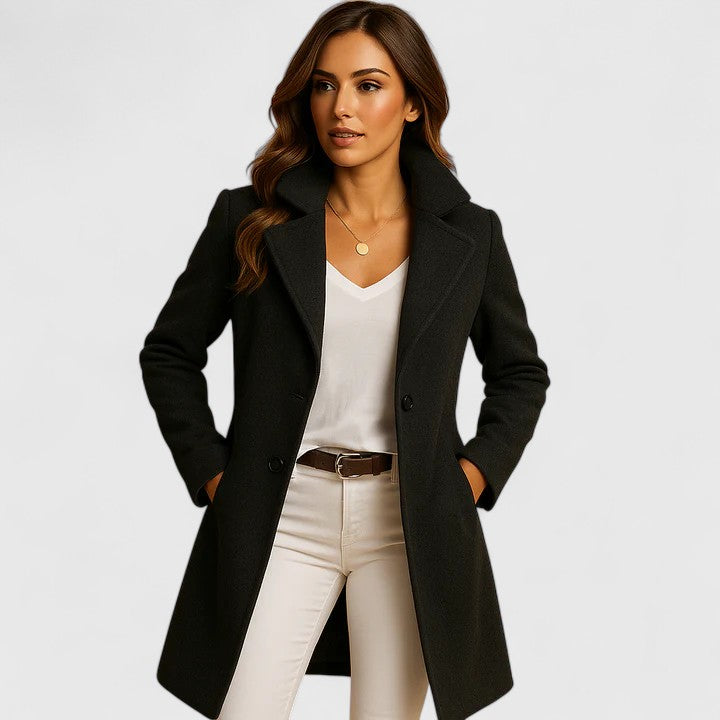 Women's Coat with Classic Lapels Slim Fit for Work