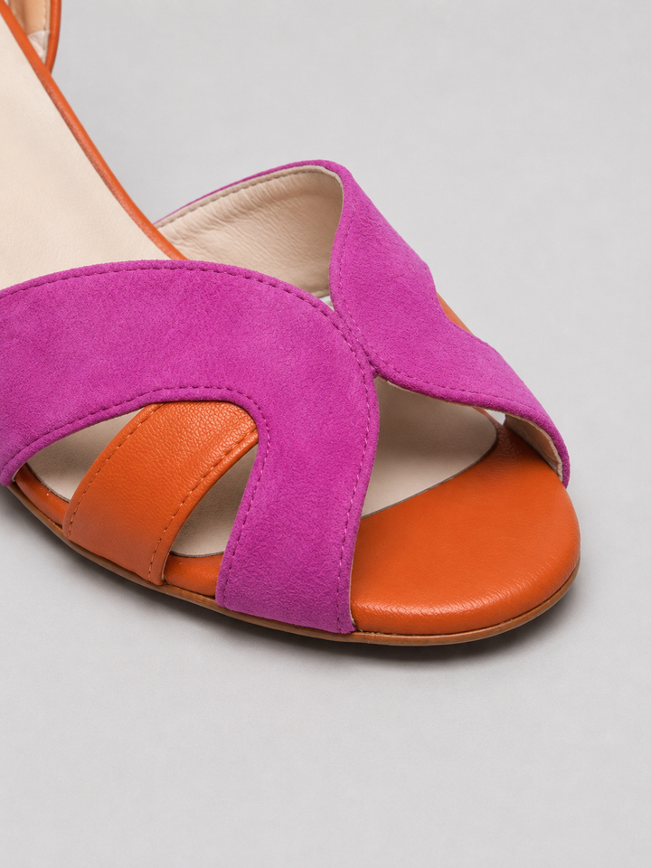 Women’s Colour Block Sandals with Cushioned Heel