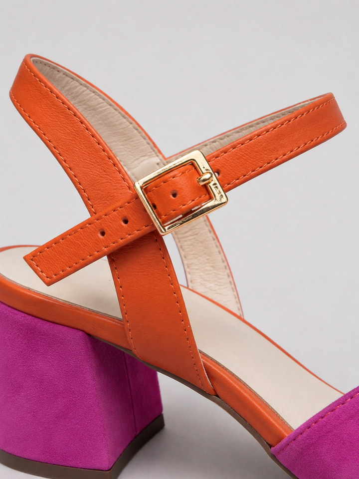Women’s Colour Block Sandals with Cushioned Heel