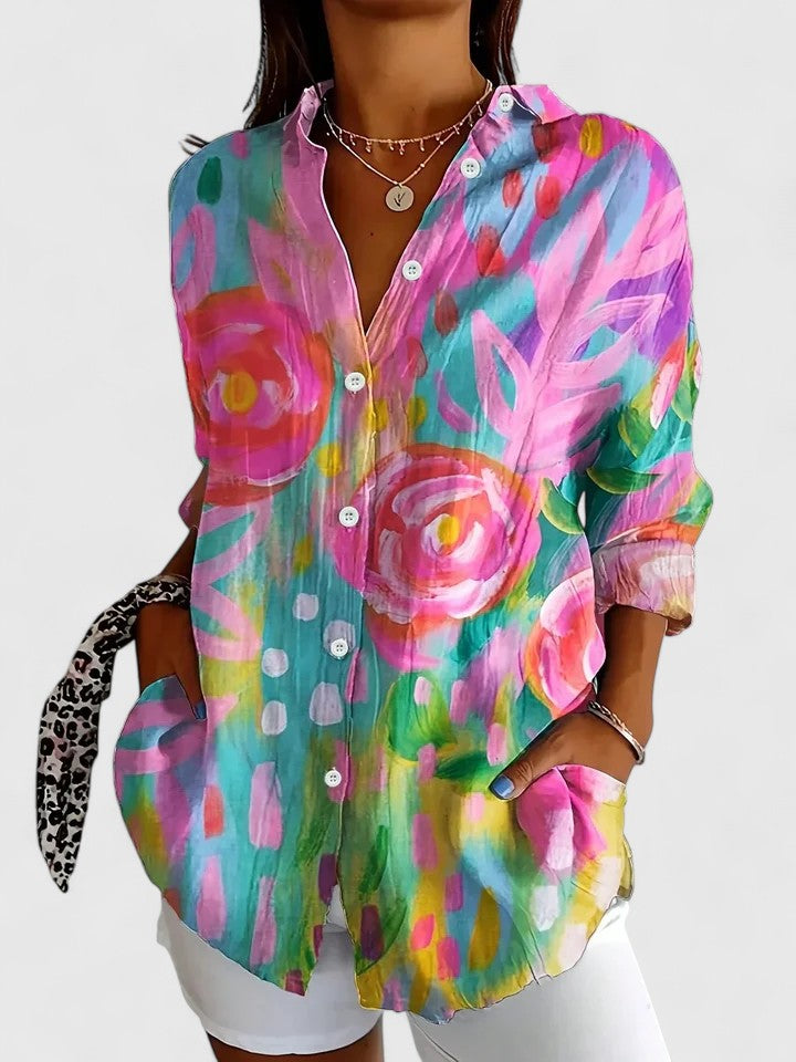 Women’s Colourful Print Blouse with Relaxed Fit