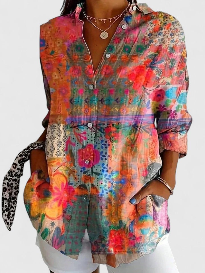 Women’s Colourful Print Blouse with Relaxed Fit
