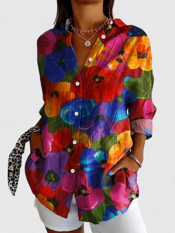 Women’s Colourful Print Blouse with Relaxed Fit