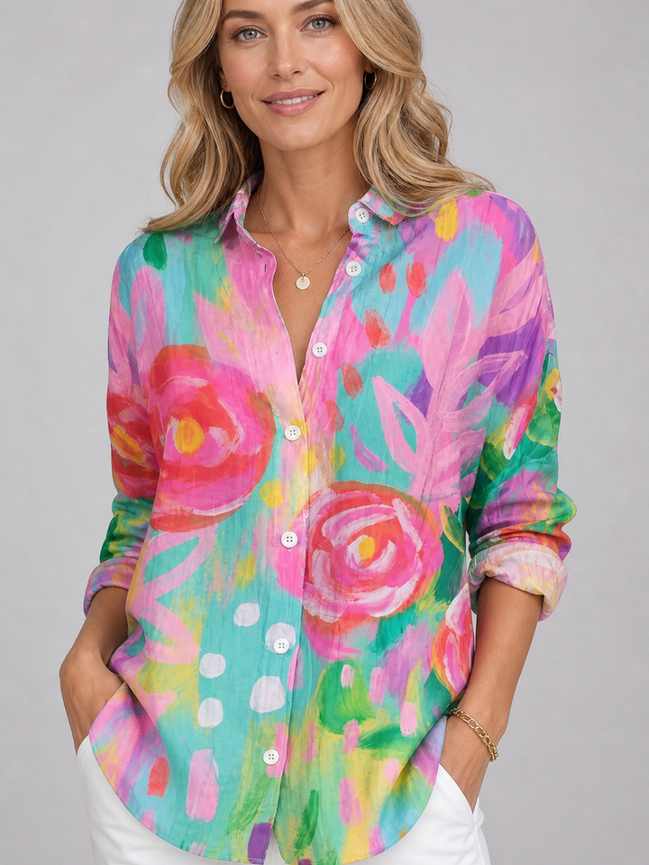 Women’s Colourful Print Blouse with Relaxed Fit