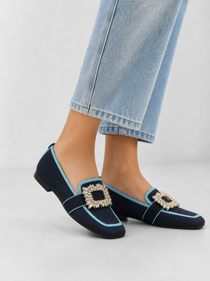 Women’s Comfort Buckle Loafers with Jewel Buckle