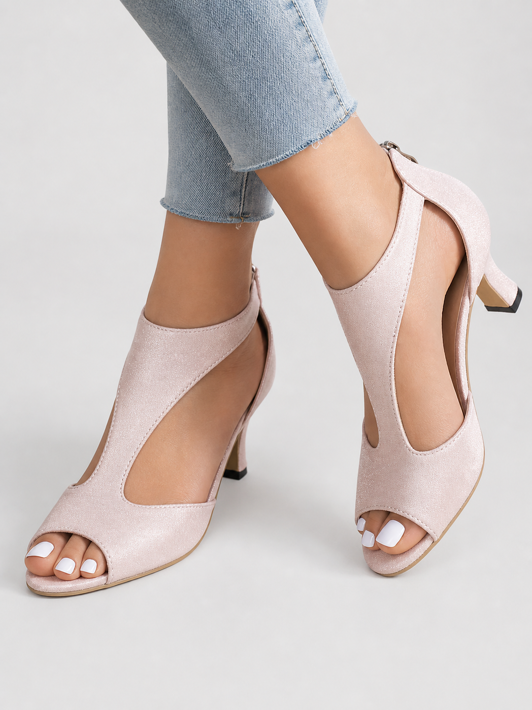 Women’s Comfort Open-Toe Heels with Cushion