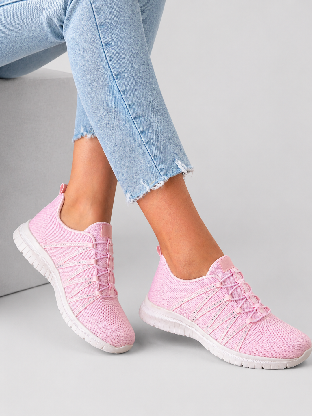Women’s Comfort Slip-On Knit Trainers with Sparkle