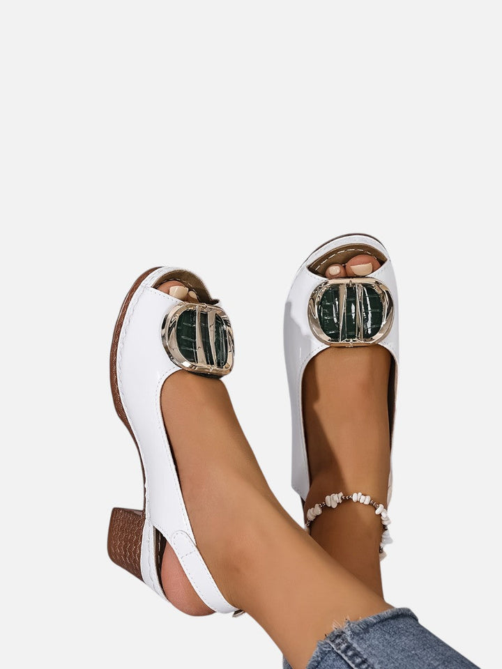Women’s Comfort Strap Heels with Glossy Look