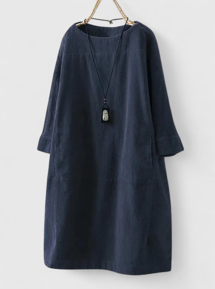 Women's Corduroy Dress with Button Detailing for Day Out