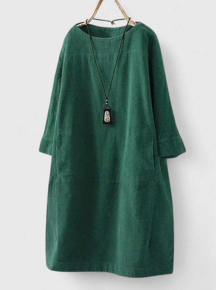 Women's Corduroy Dress with Button Detailing for Day Out
