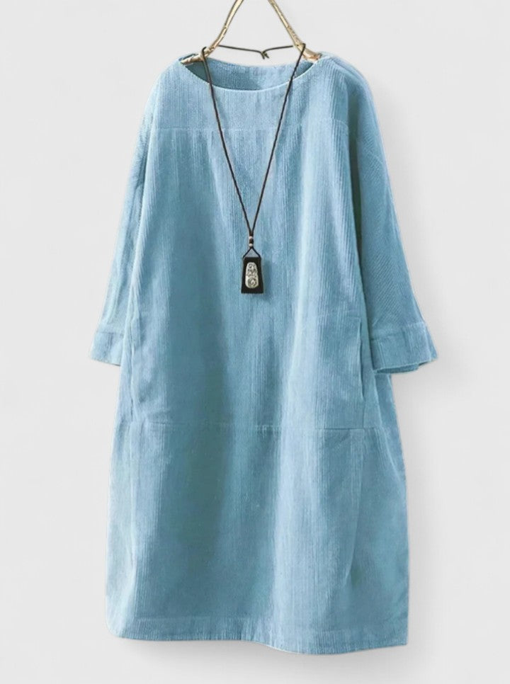 Women's Corduroy Dress with Button Detailing for Day Out