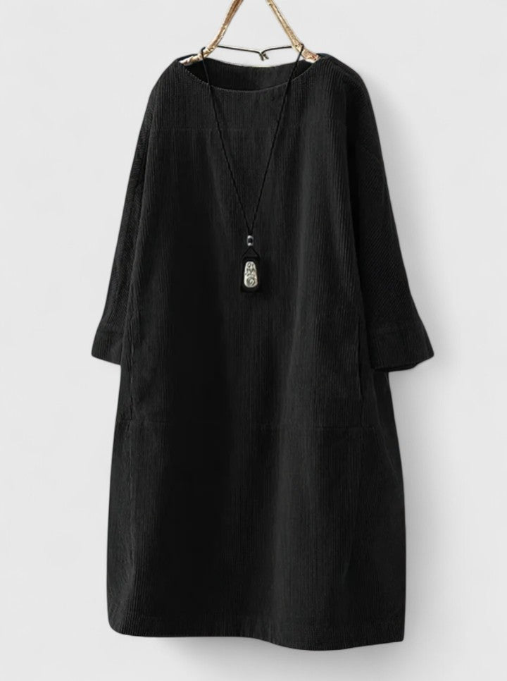 Women's Corduroy Dress with Button Detailing for Day Out
