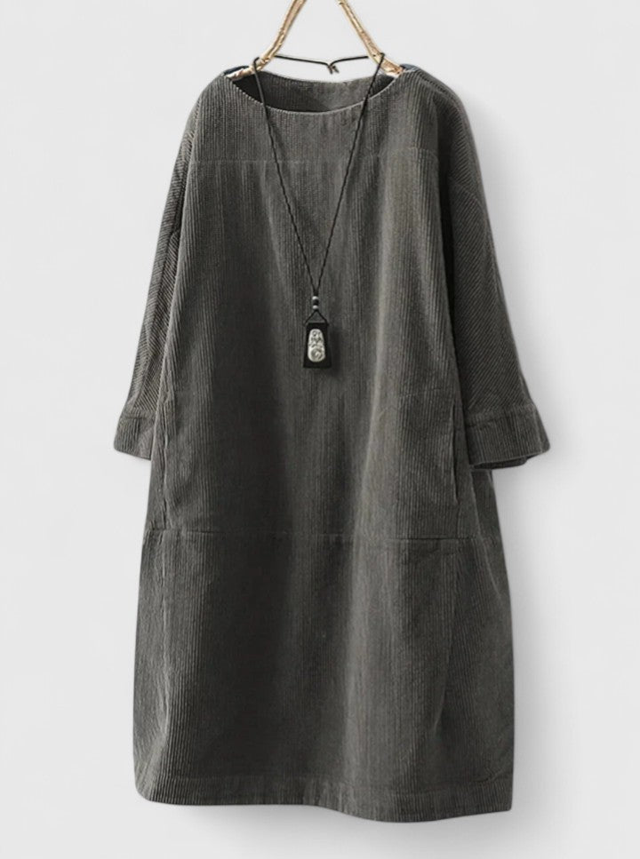 Women's Corduroy Dress with Button Detailing for Day Out