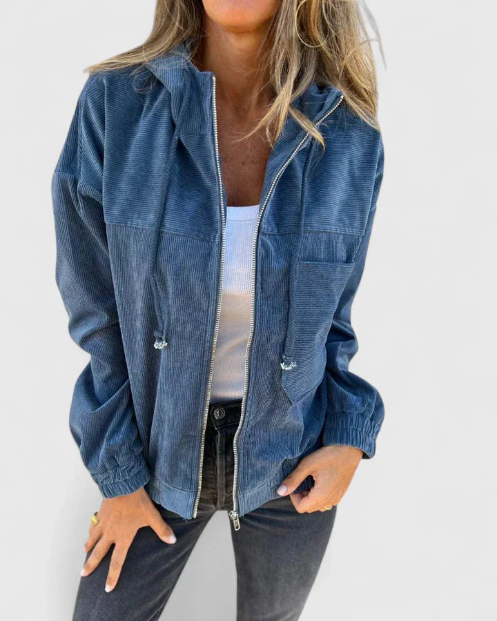 Women's Corduroy Jacket with Zip Front for Cool Evenings