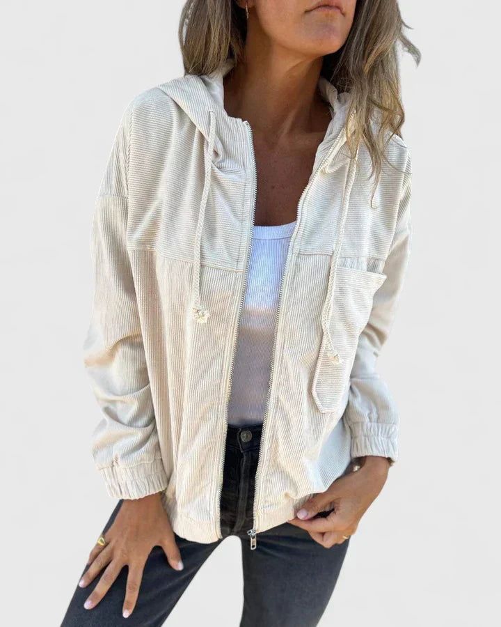 Women's Corduroy Jacket with Zip Front for Cool Evenings