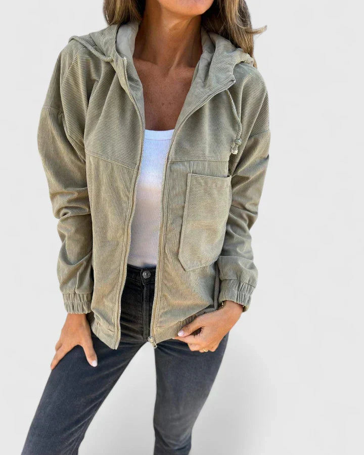 Women's Corduroy Jacket with Zip Front for Cool Evenings
