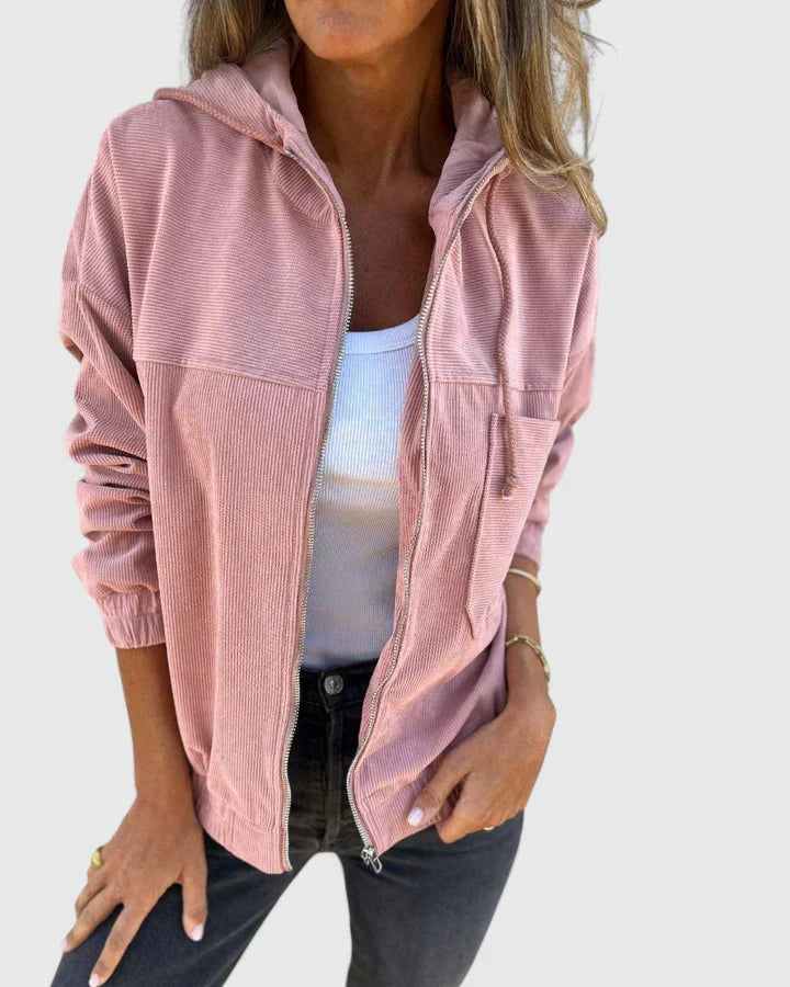Women's Corduroy Jacket with Zip Front for Cool Evenings