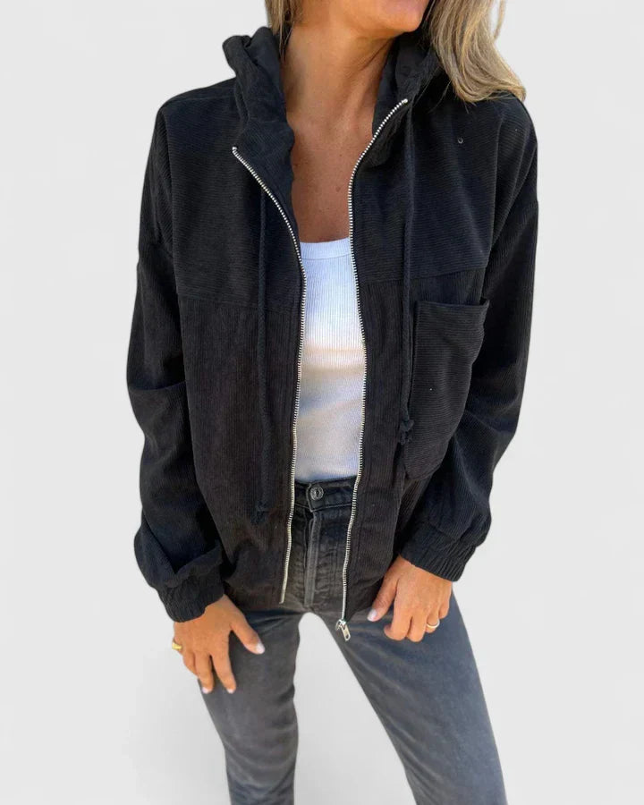 Women's Corduroy Jacket with Zip Front for Cool Evenings