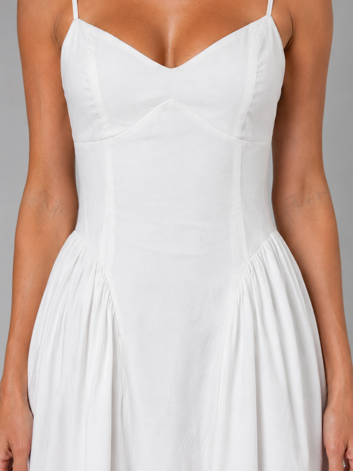 Women’s Corset Midi Dress with Full Skirt