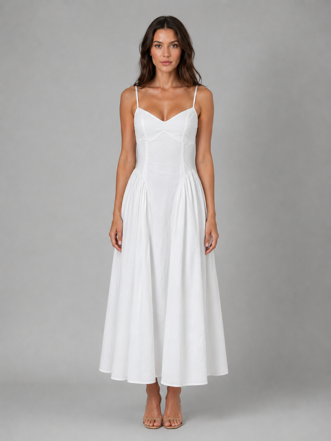 Women’s Corset Midi Dress with Full Skirt