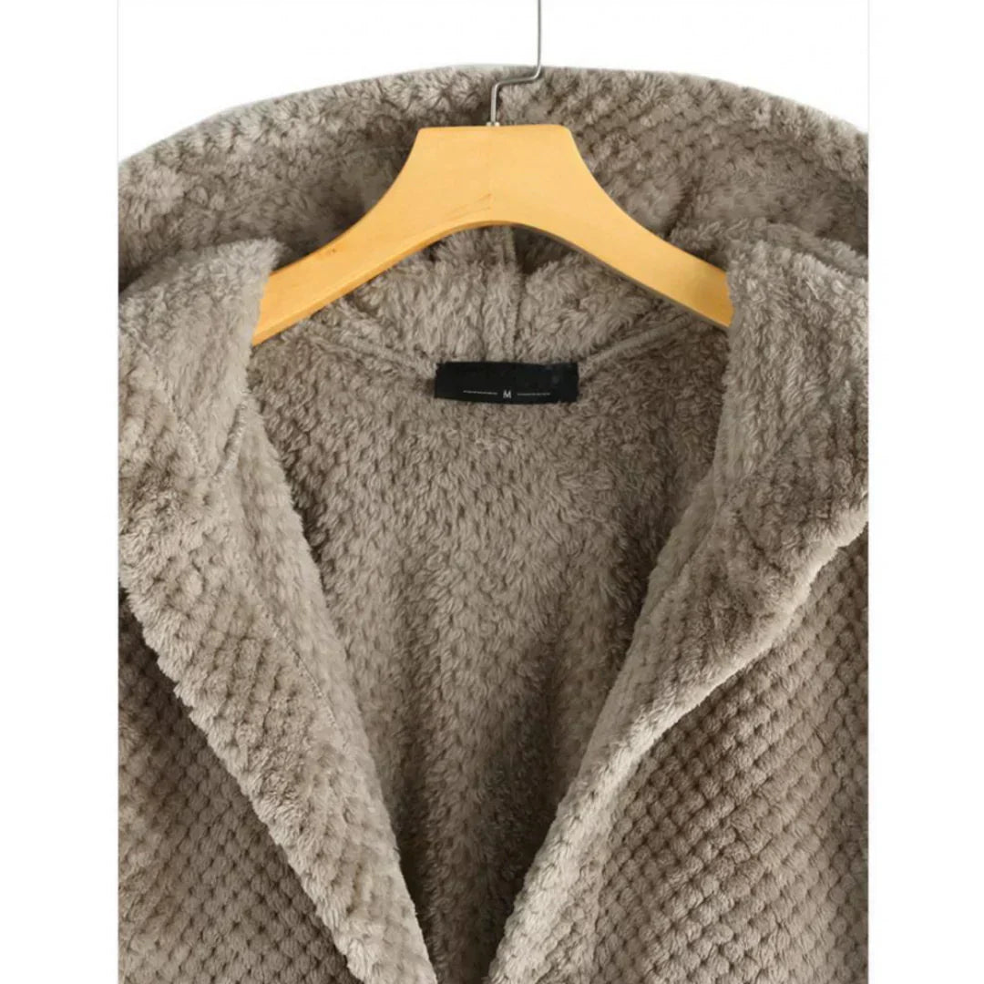 Women's Cosy Hooded Coat with Ribbed Texture for Winter