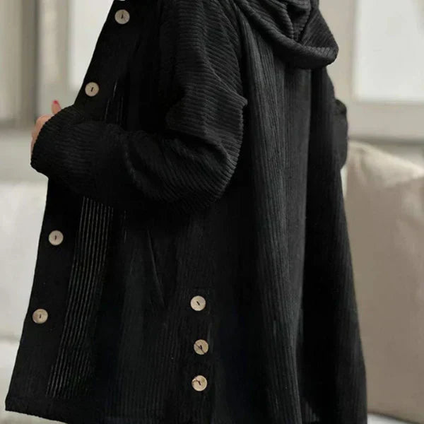 Women's Cosy Hooded Coat with Ribbed Texture for Winter
