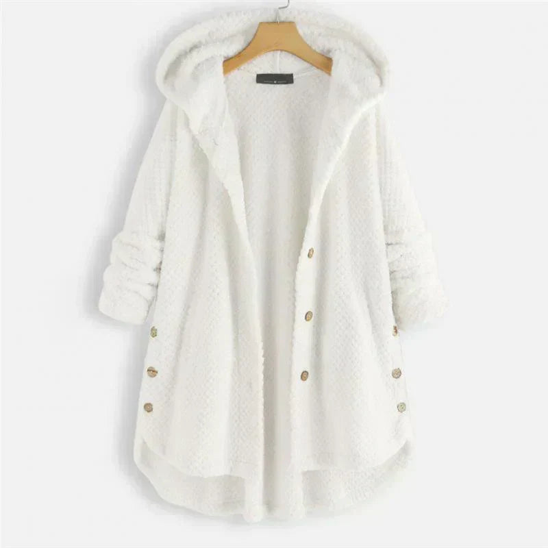 Women's Cosy Hooded Coat with Ribbed Texture for Winter
