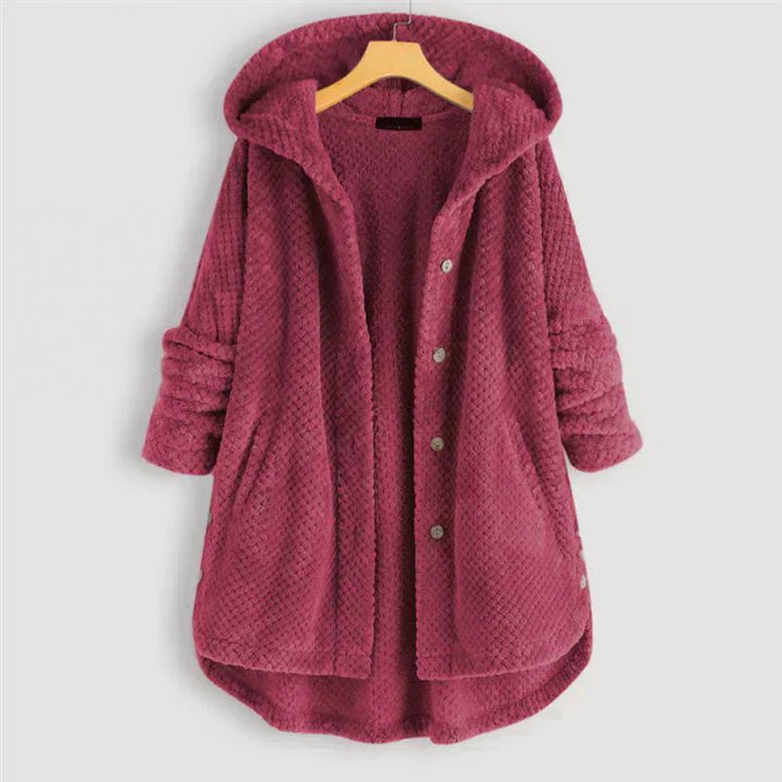 Women's Cosy Hooded Coat with Ribbed Texture for Winter