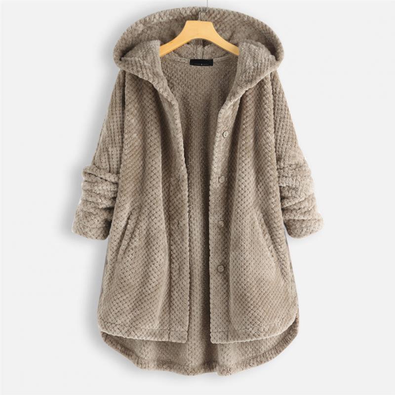 Women's Cosy Hooded Coat with Ribbed Texture for Winter