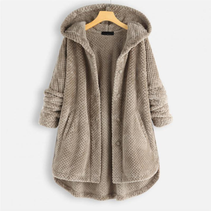 Women's Cosy Hooded Coat with Ribbed Texture for Winter