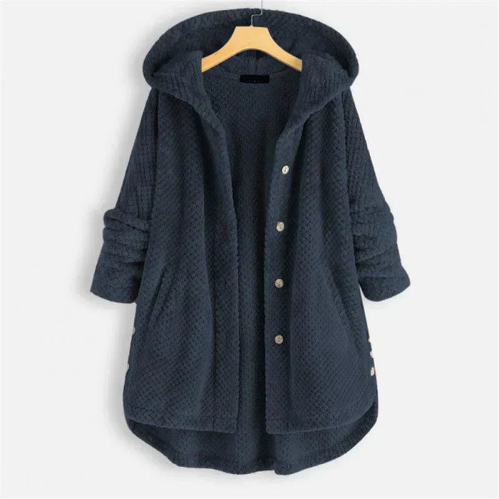 Women's Cosy Hooded Coat with Ribbed Texture for Winter