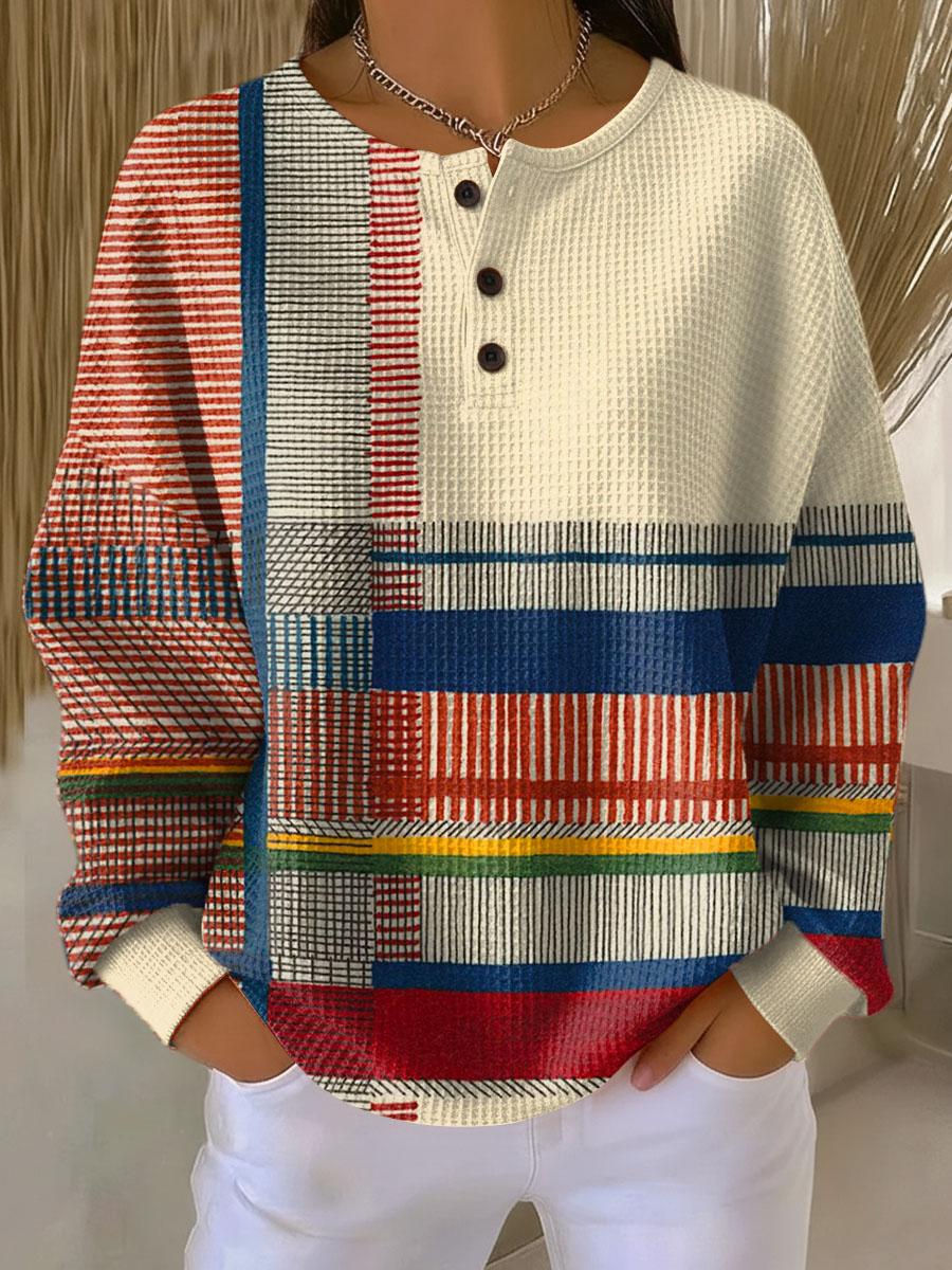Women's Cosy Jumper with Waffle Knit for Autumn Warmth