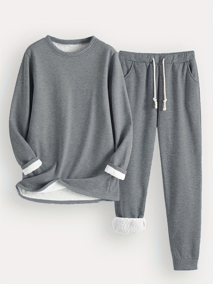 Women's Cozy Loungewear Set with Fluffy Cuffs for Relaxing