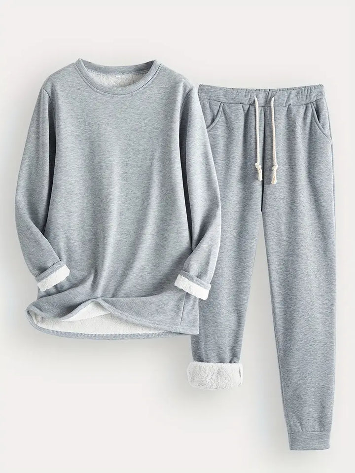 Women's Cozy Loungewear Set with Fluffy Cuffs for Relaxing