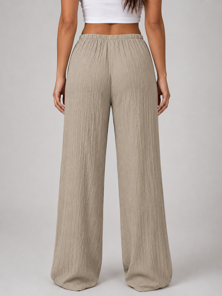 Women’s Crinkle Wide Leg Trousers with Drawstring