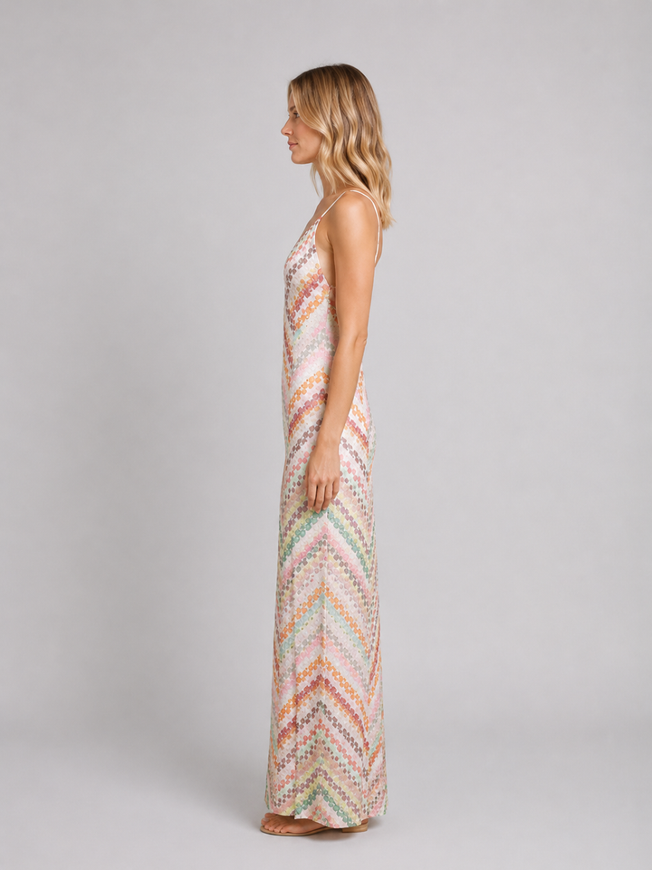 Women’s Crochet Knit Maxi Dress with Chevron