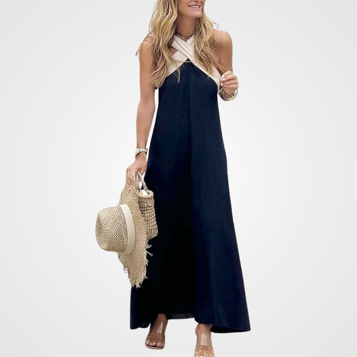 Women's Cross-Neck Dress with Halter for Summer Days