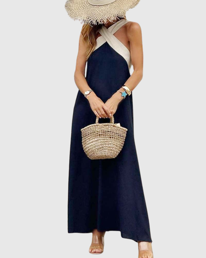 Women's Cross-Neck Dress with Halter for Summer Days