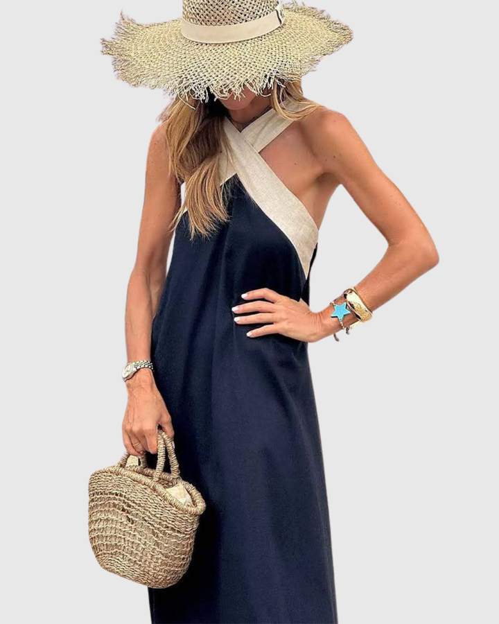 Women's Cross-Neck Dress with Halter for Summer Days