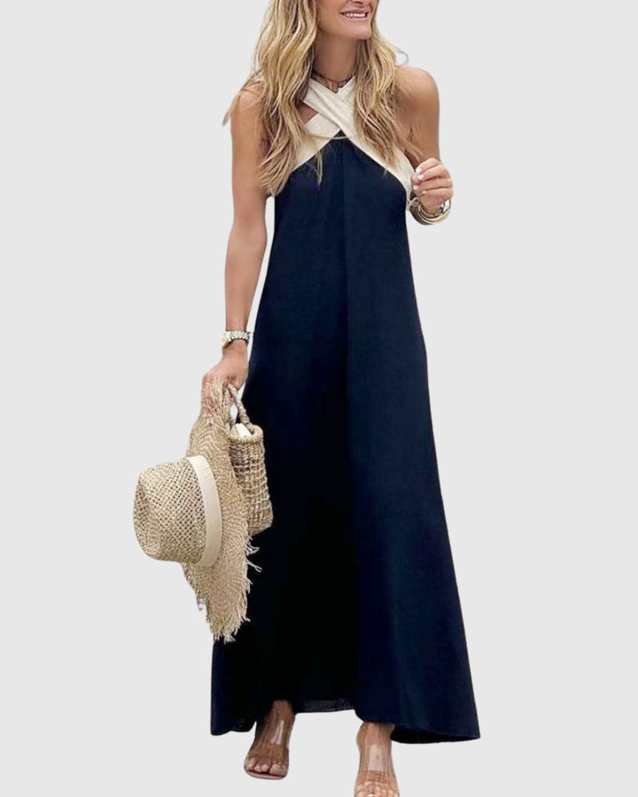 Women's Cross-Neck Dress with Halter for Summer Days