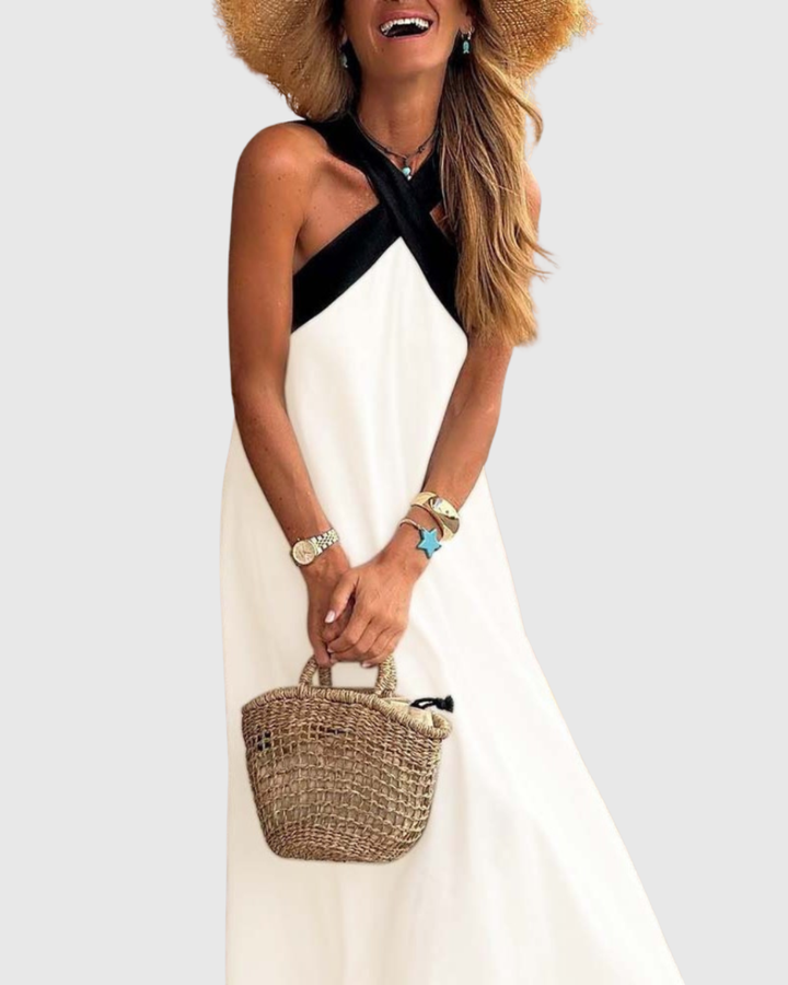 Women's Cross-Neck Dress with Halter for Summer Days