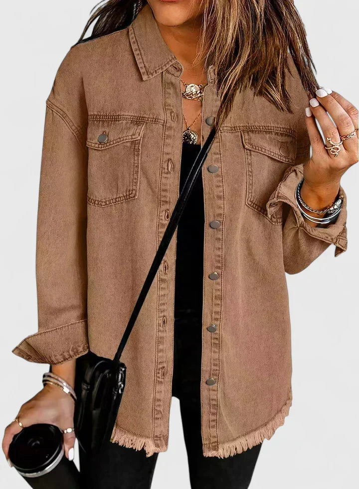 Women's Denim Jacket with Relaxed Fit for Casual Everyday