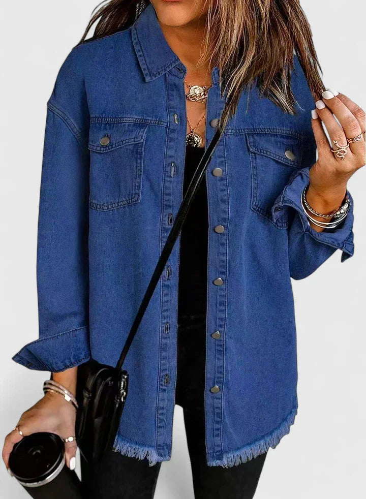 Women's Denim Jacket with Relaxed Fit for Casual Everyday