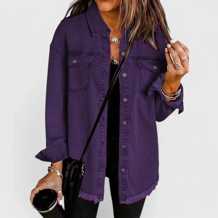 Women's Denim Jacket with Relaxed Fit for Casual Everyday