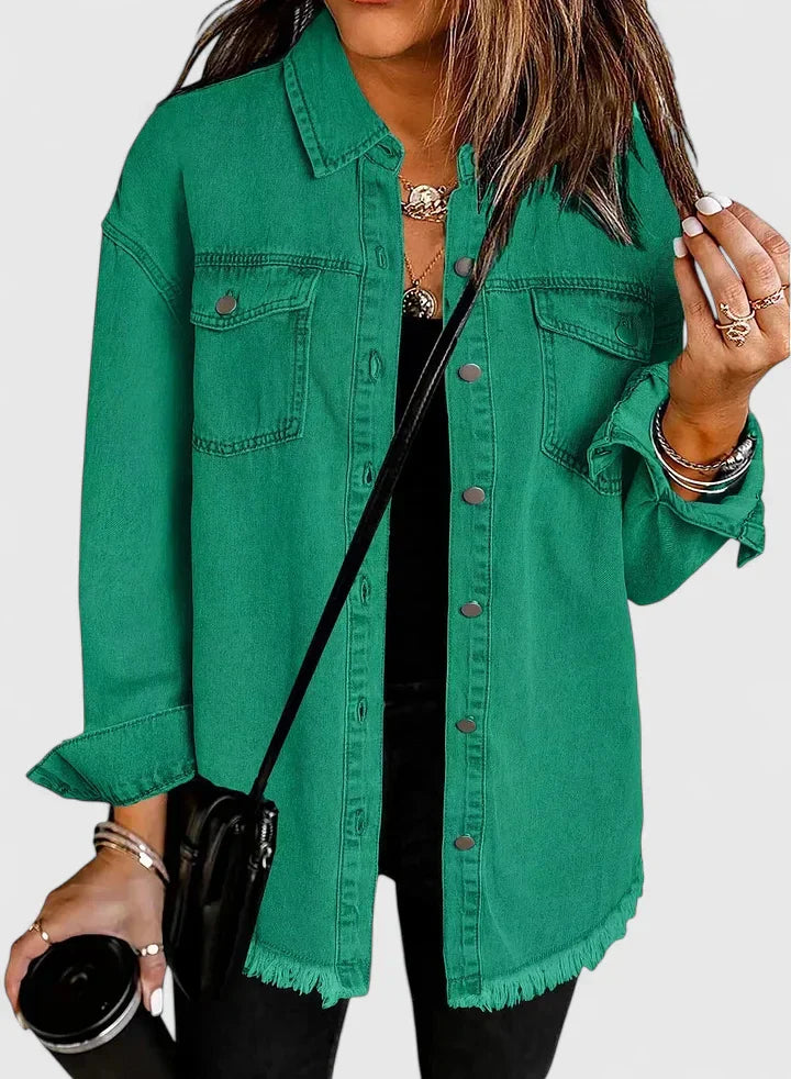 Women's Denim Jacket with Relaxed Fit for Casual Everyday