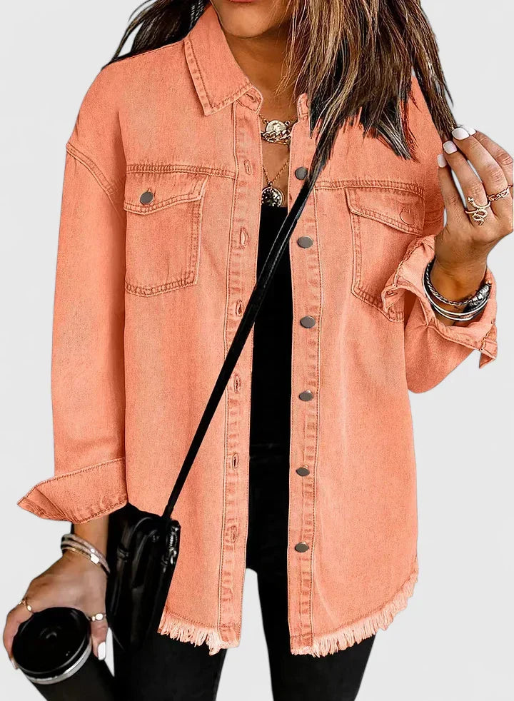 Women's Denim Jacket with Relaxed Fit for Casual Everyday