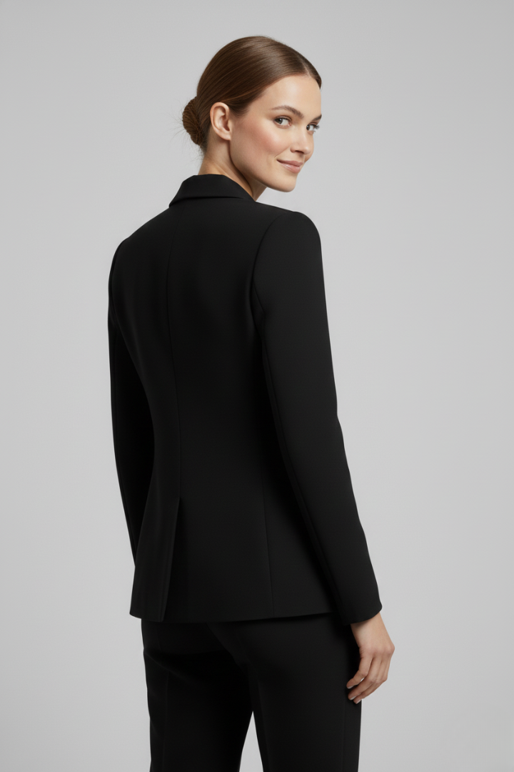 Women's Double-Breasted Blazer with Gold Buttons for Office Wear
