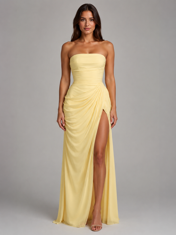 Women’s Draped Corset Maxi Dress with Split