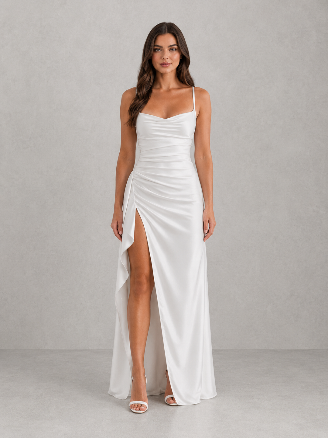 Women’s Draped Maxi Dress with Ruched Waist
